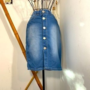 YMI Jeans Button Front Skinny Jean Pencil Skirt
